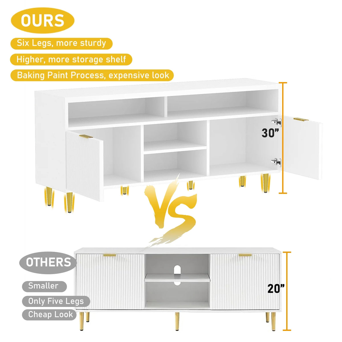 White Wood TV Stand for 55 60 65 inch TV B37891
