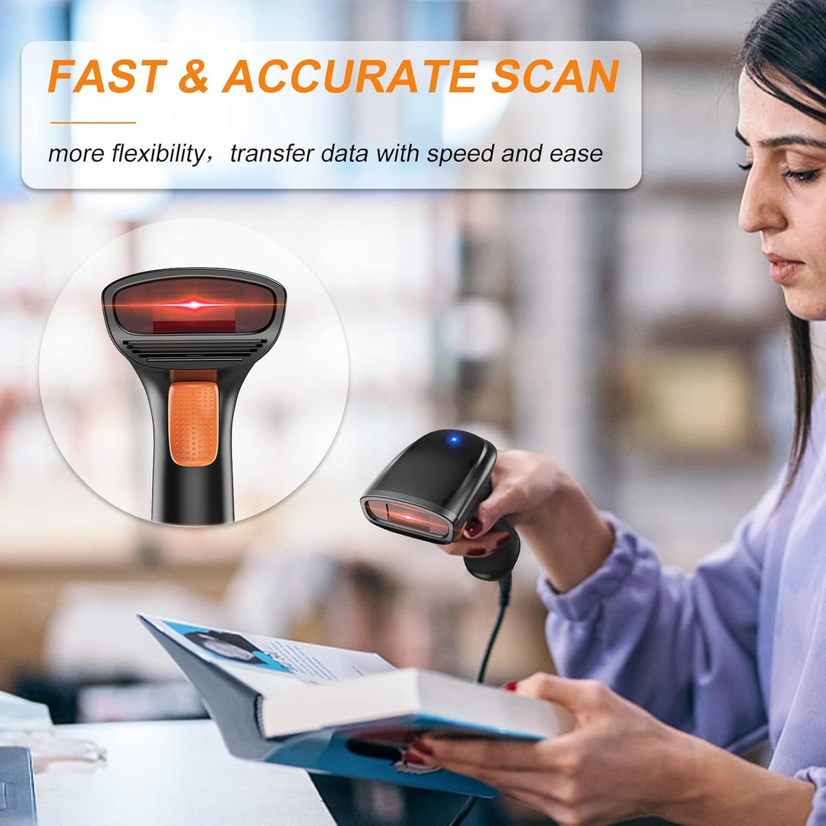 Handheld 1D Barcode Scanner with USB Cable Pack of 2 D74251