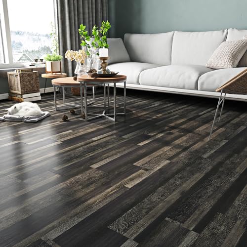 36-Pack 6x36" Black Peel and Stick Waterproof Vinyl Floor Tile M8601