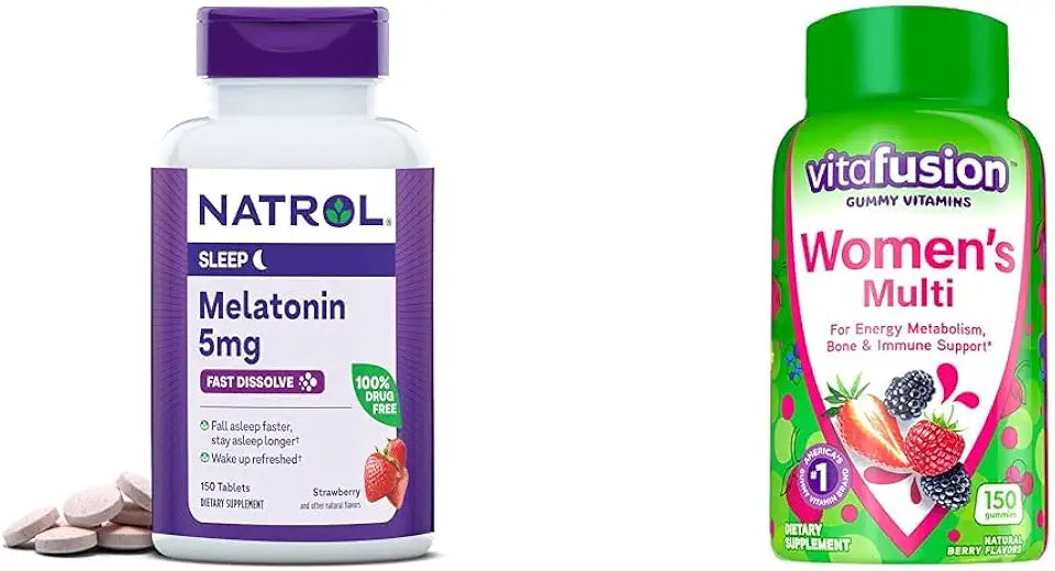 Melatonin 5mg Fast Dissolve 150ct & Women's Multivitamin Gummies Berry Flavored 150ct X947