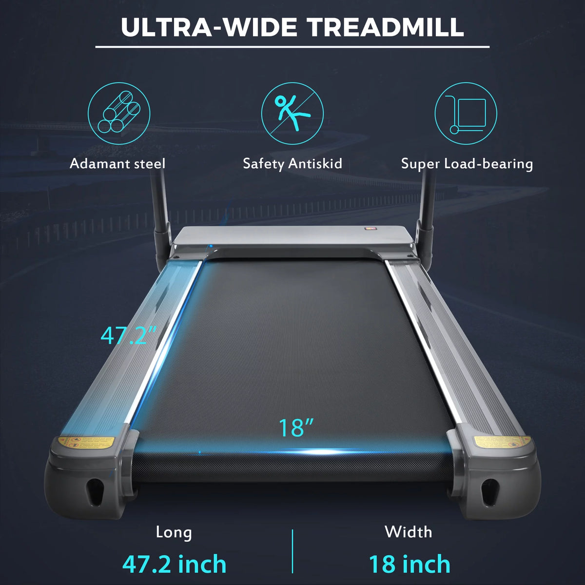 Folding Treadmill 300 lb+ Capacity 3.5 HP Black A89376
