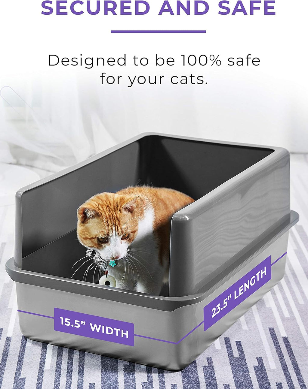 Stainless Steel XL Cat Litter Box with Enclosure F946513