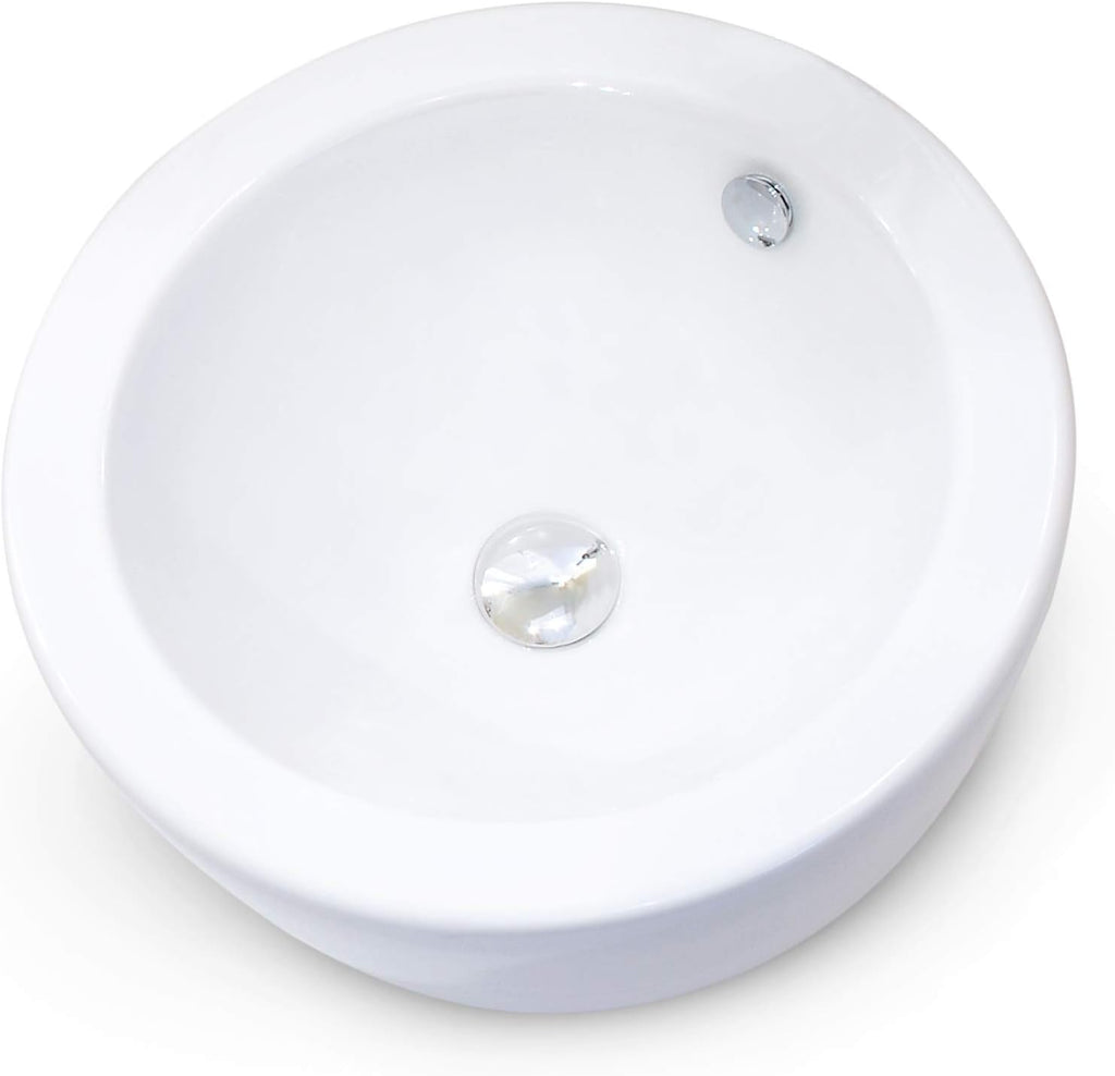 18 Inch Round Ceramic Vessel Sink with Overflow E956