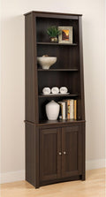 Espresso Tall Slant-Back Bookcase with 2 Doors G5012