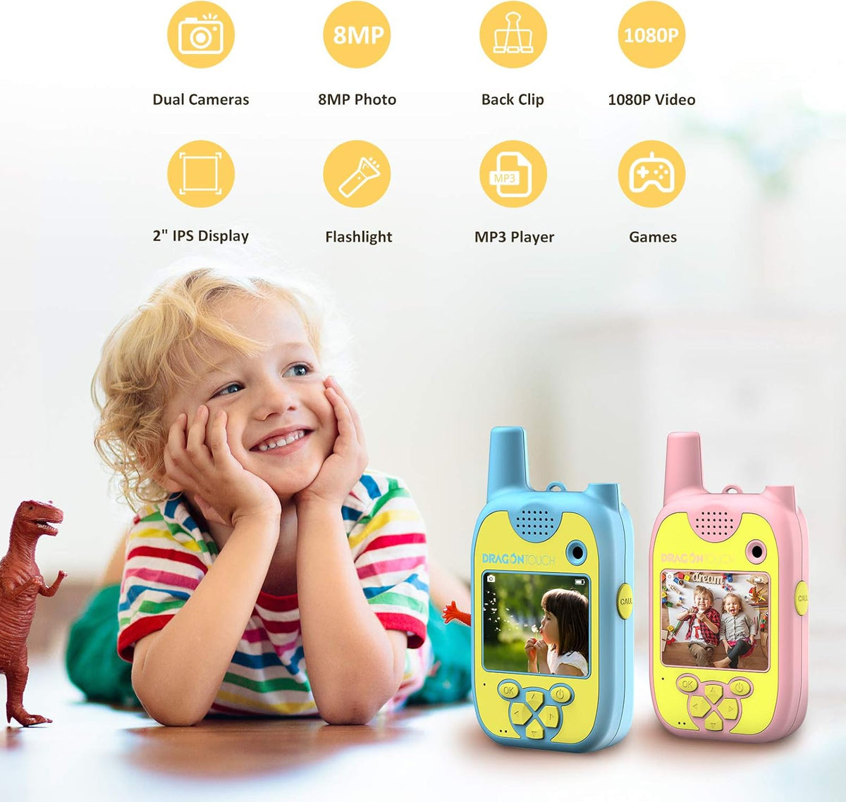 Walkie Talkies Kids Camera 1080P Digital Video Camera Toy 2 Pack M4218