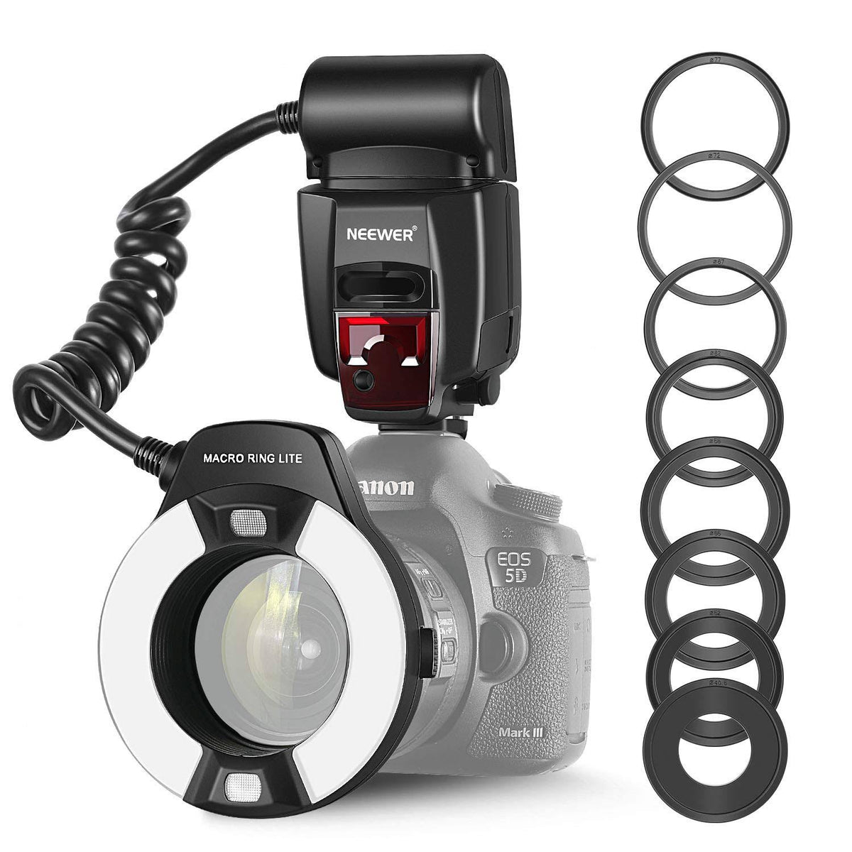 Macro TTL Ring Flash Light with LED AF Assist Lamp J8206