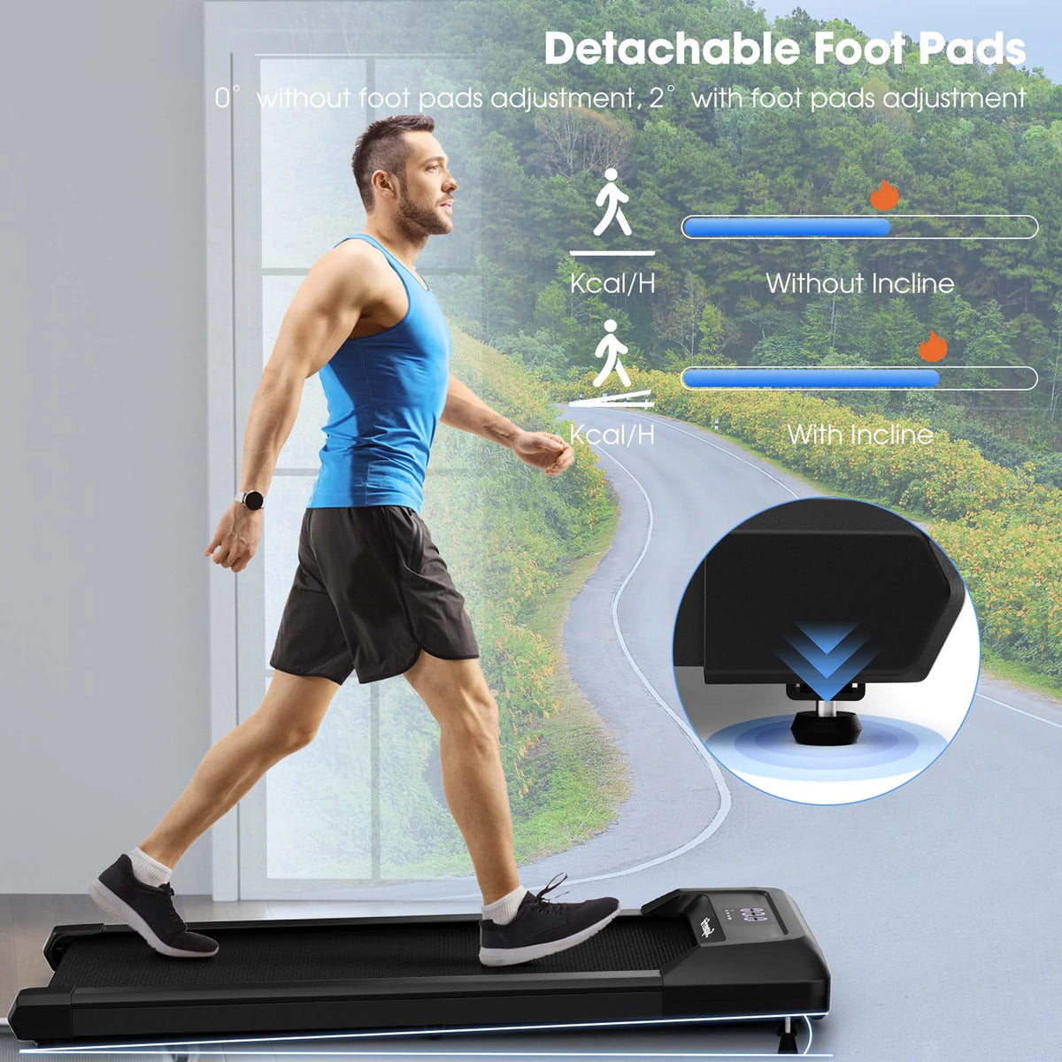 0.6-3.8MPH Walking Pad Under Desk Treadmill with Remote Control M6539