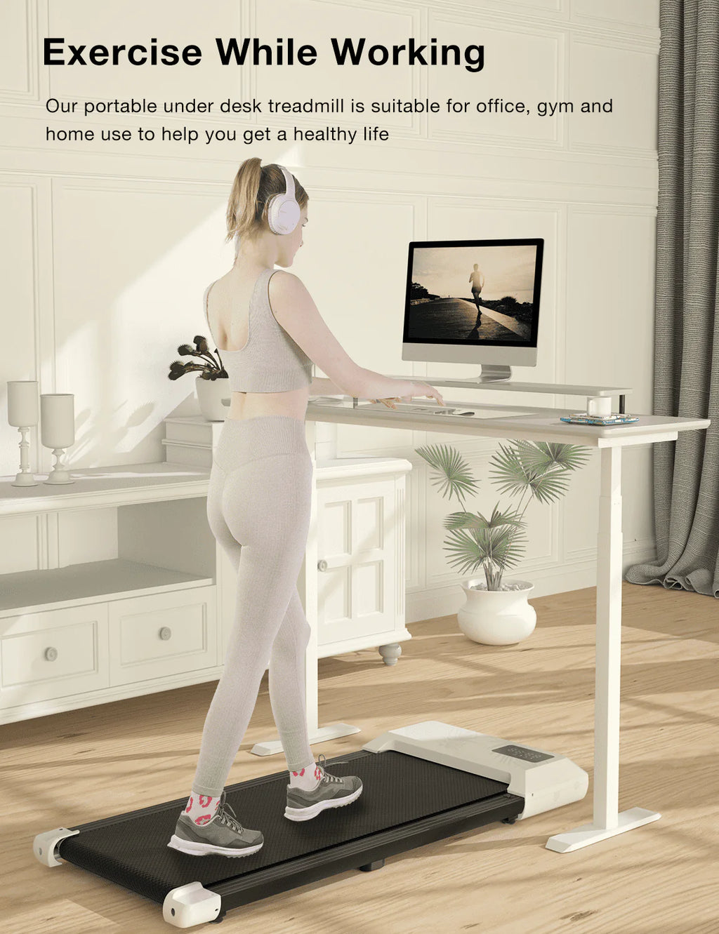 2 in 1 Under Desk Treadmill with Remote Control and LED Display L5149
