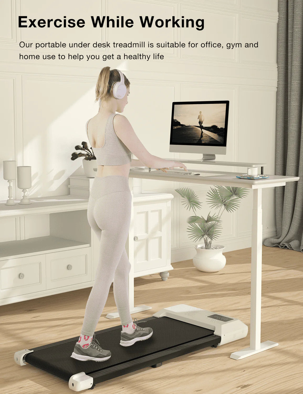 2 in 1 Under Desk Treadmill with Remote Control and LED Display L5149