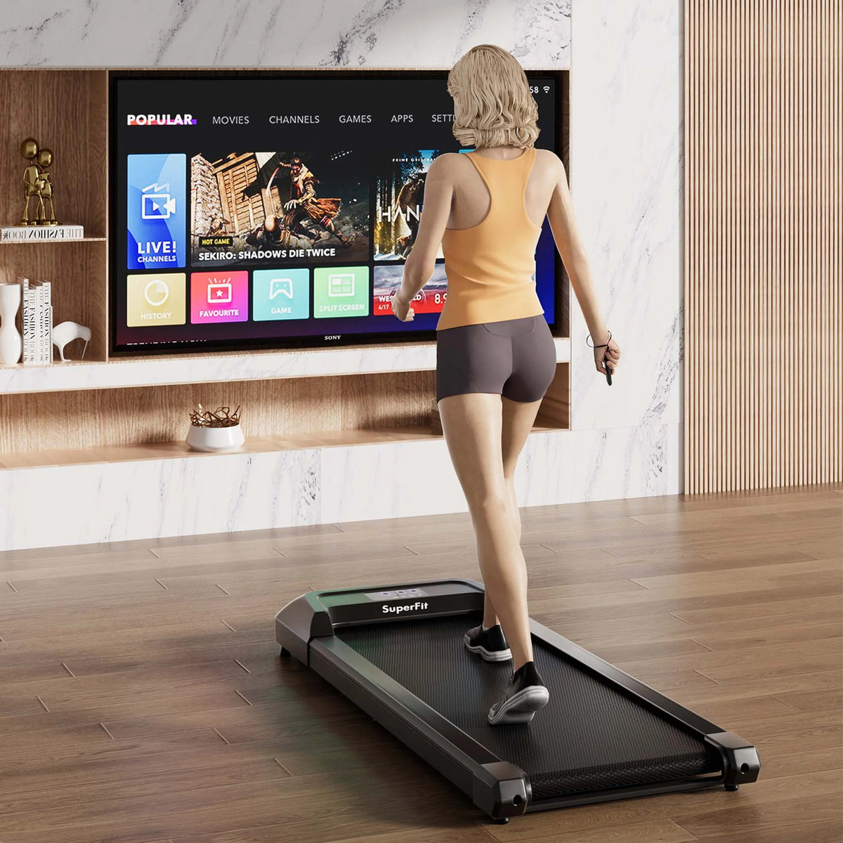 0.6-3.8MPH Walking Pad Under Desk Treadmill with Remote Control M6539