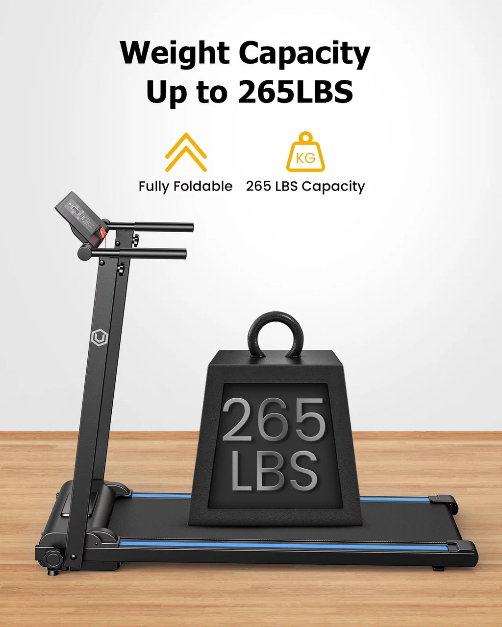 Folding Treadmill 2.25HP Portable Compact with 12 HIIT Modes D32029