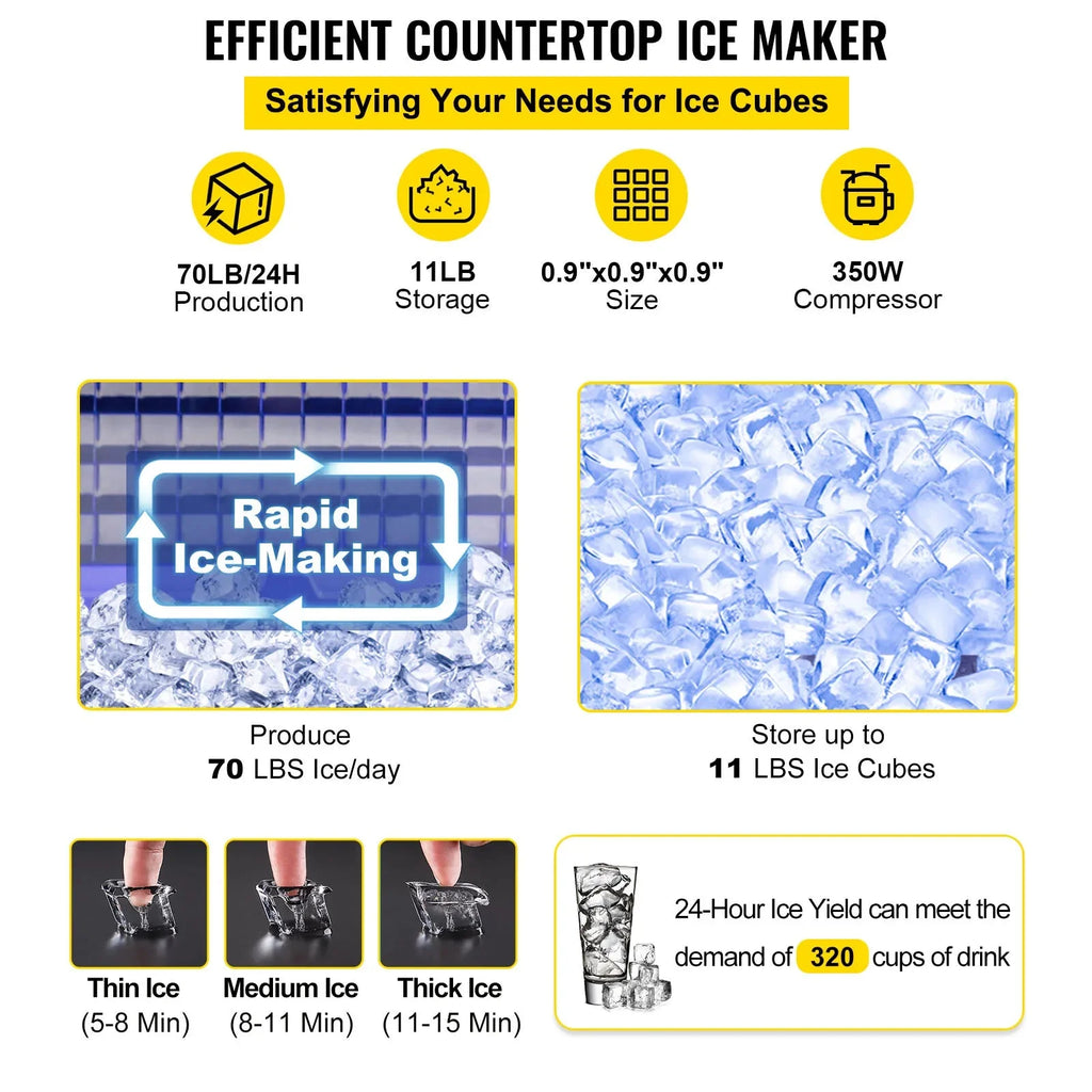 Commercial Ice Maker 30KG/24H Countertop Cube Ice Machine D9322