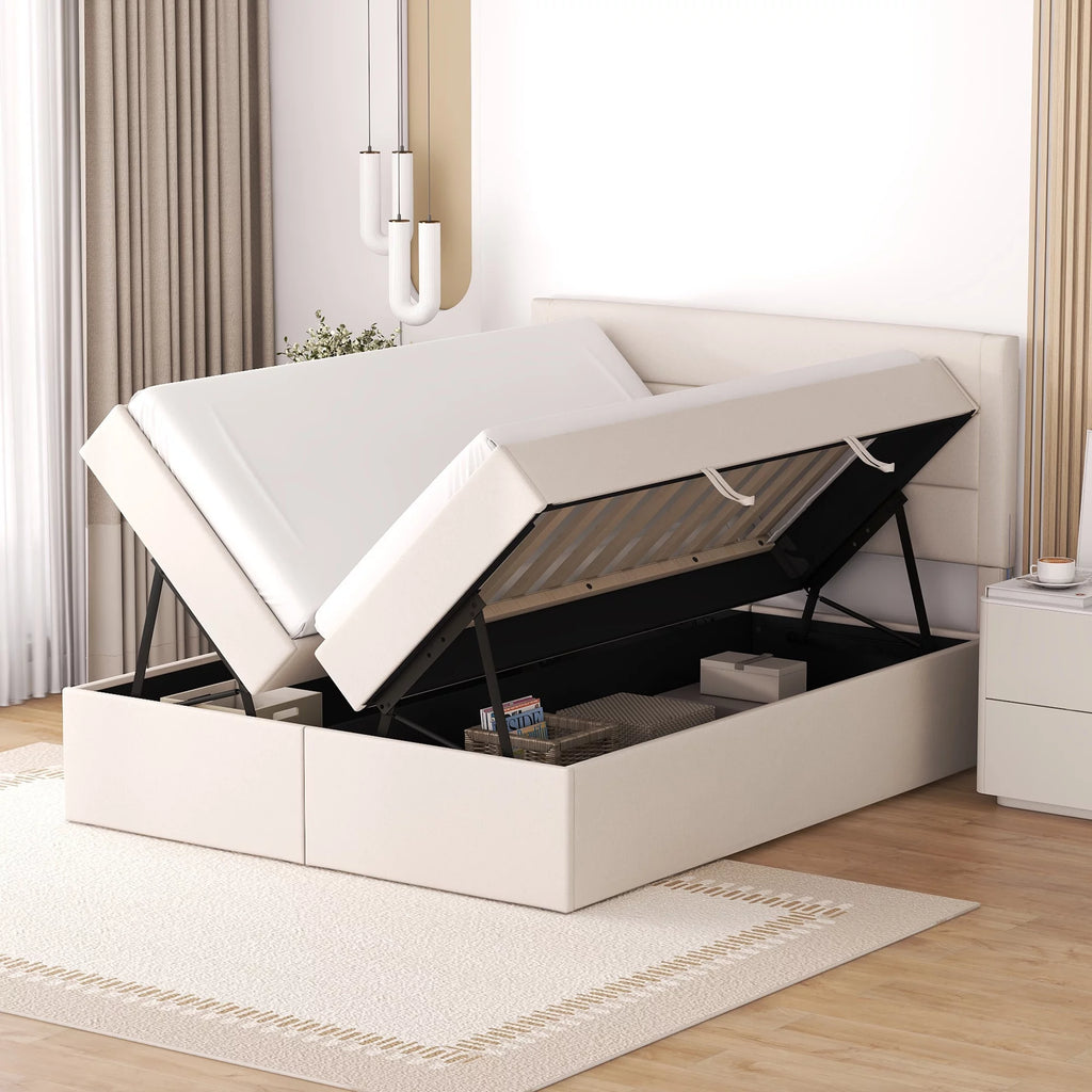 Full Size Lift-up Upholstery Platform Bed with Storage S44035