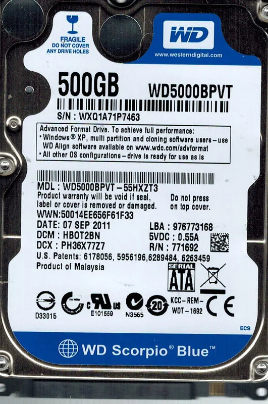 500GB Hard Drive H558