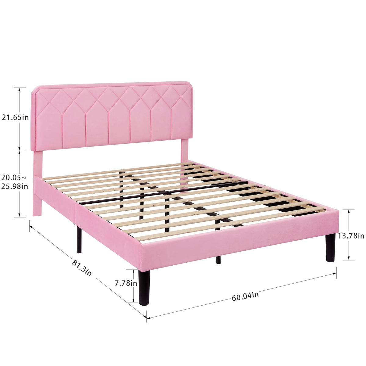 Twin Size Upholstered Platform Bed Frame with Adjustable Headboard Q402918