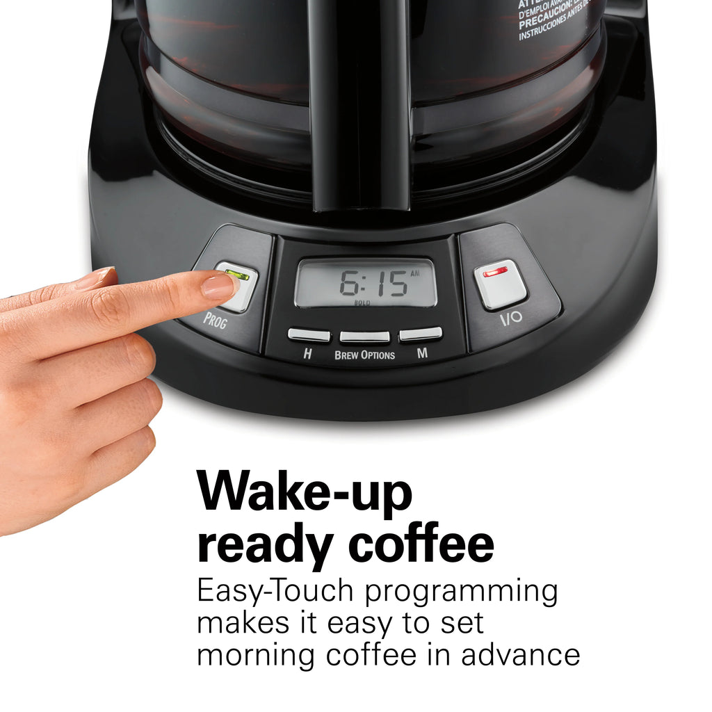 Programmable Coffee Maker, 12 Cup, Black Stainless Steel N665404