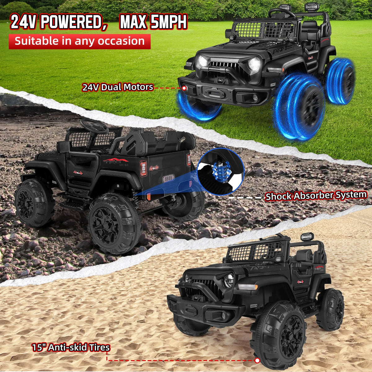 24V 2 Seater Kids Ride on Truck with Remote Control W9478