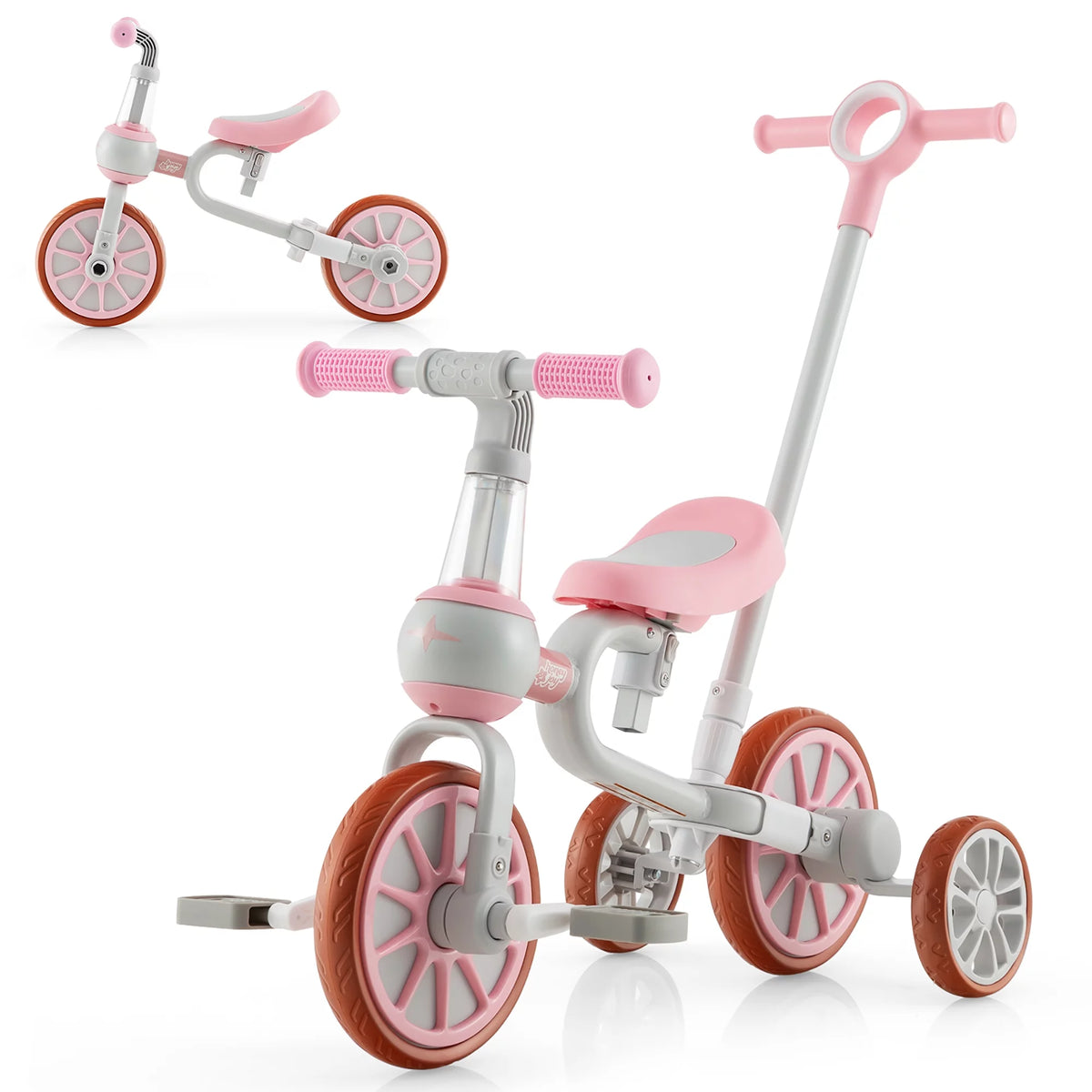 4 in 1 Kids Tricycles with Push Handle & Training Wheels Navy I7461