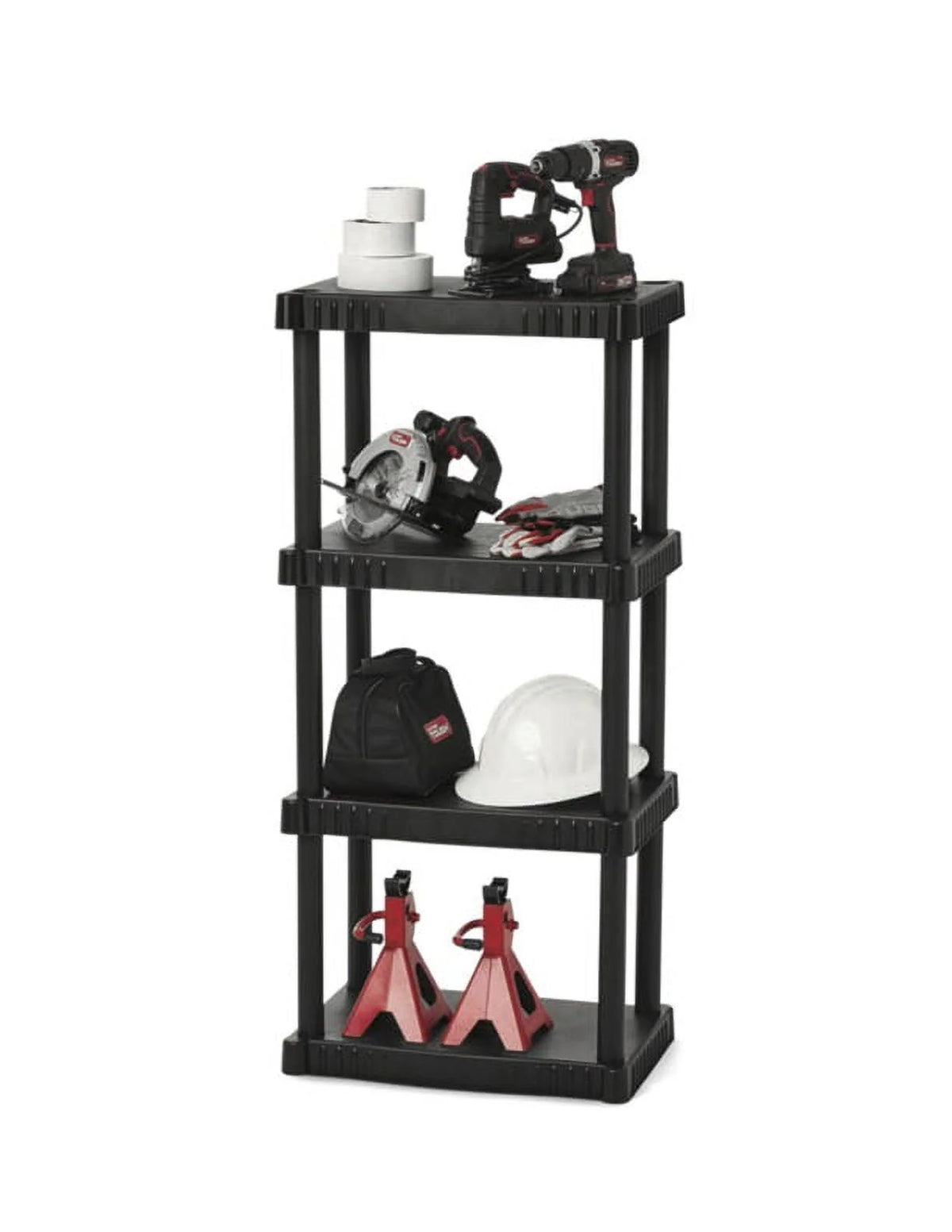 Plastic 4-Tier Storage Shelves Black A192