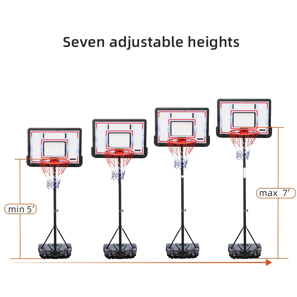 Basketball Hoop Portable 5'-7' Adjustable Height Outdoor S320