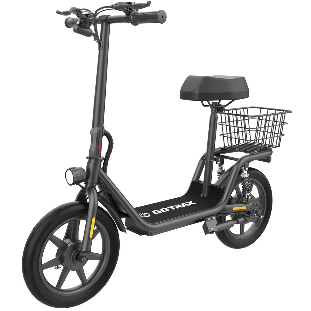 Electric Scooter with Seat, 400W, 14 Pneumatic Tire, Black M91962
