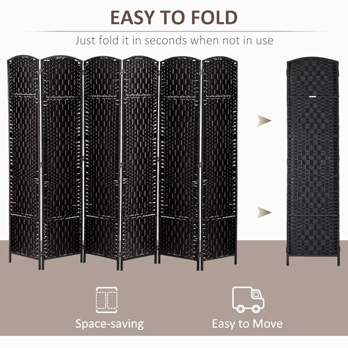 3 Panel 6FT Tall Wicker Weave Room Divider R93642