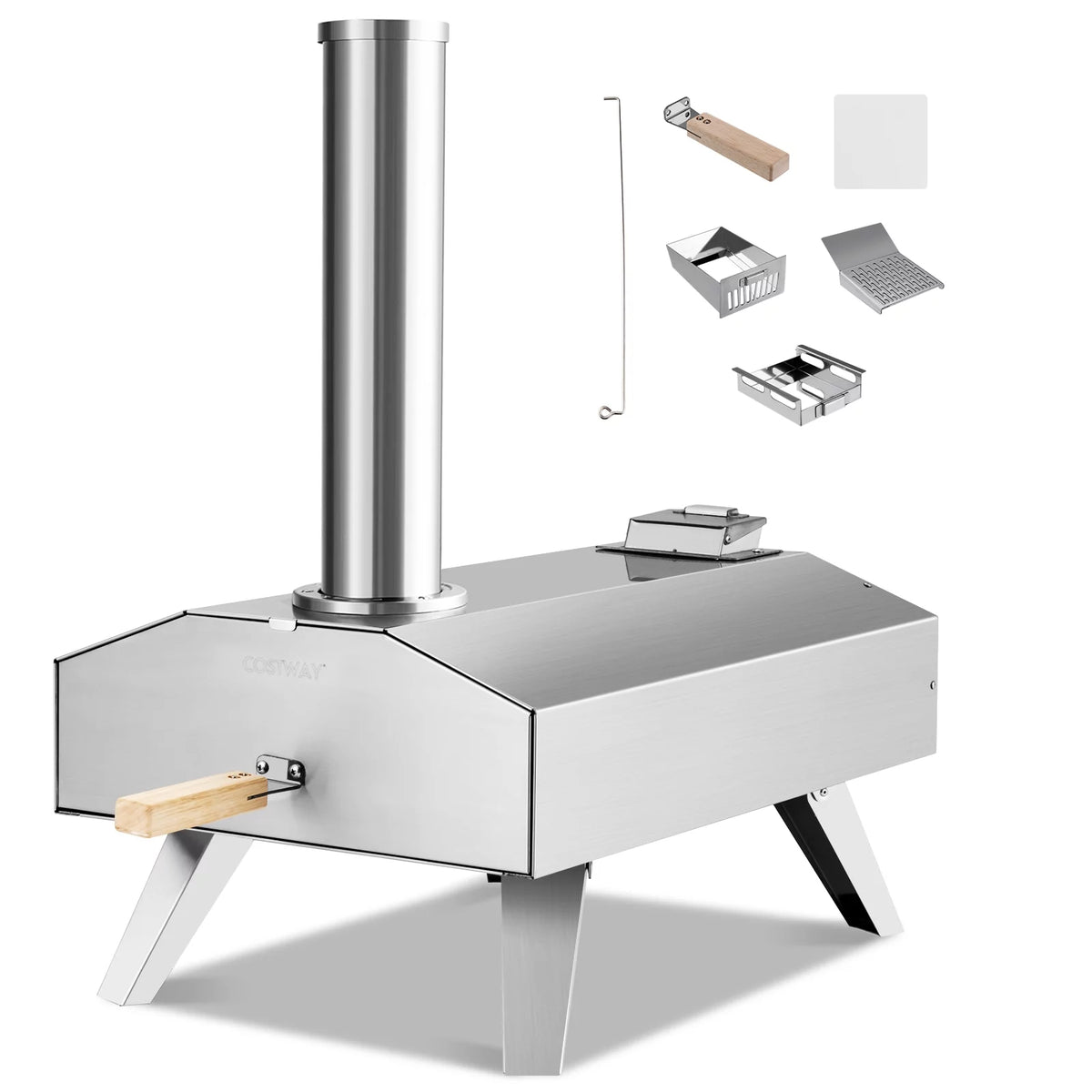 Portable Stainless Steel Wood Pellet Pizza Oven with 12” Pizza Stone N759