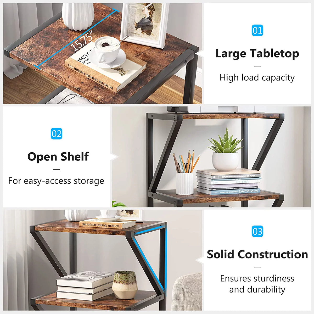 3-Tier Rolling Printer Cart with Storage Shelf N592415