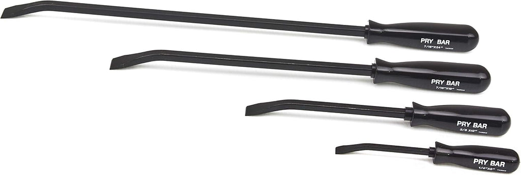 Heavy Duty 4 PC Angled Tip Pry Bar Set with Strike Cap Handle O21911