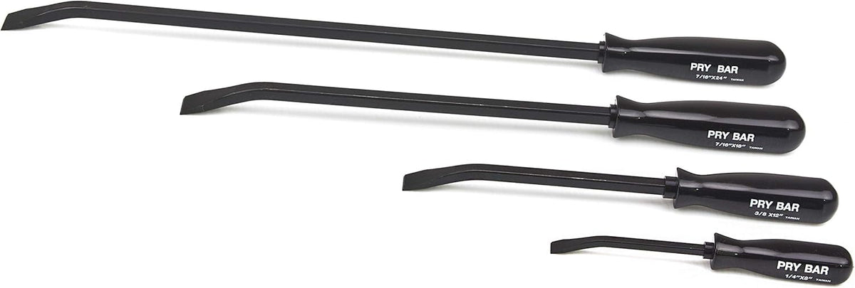 Heavy Duty 4 PC Angled Tip Pry Bar Set with Strike Cap Handle O21911