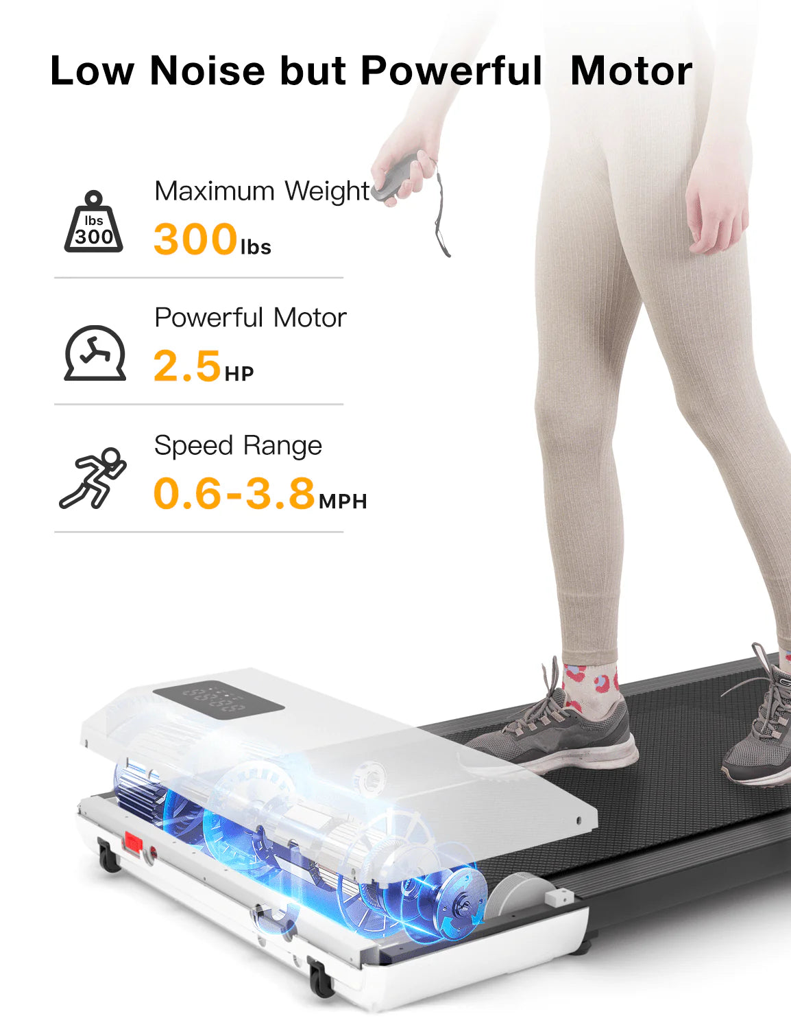 2 in 1 Under Desk Treadmill with Remote Control and LED Display L5149