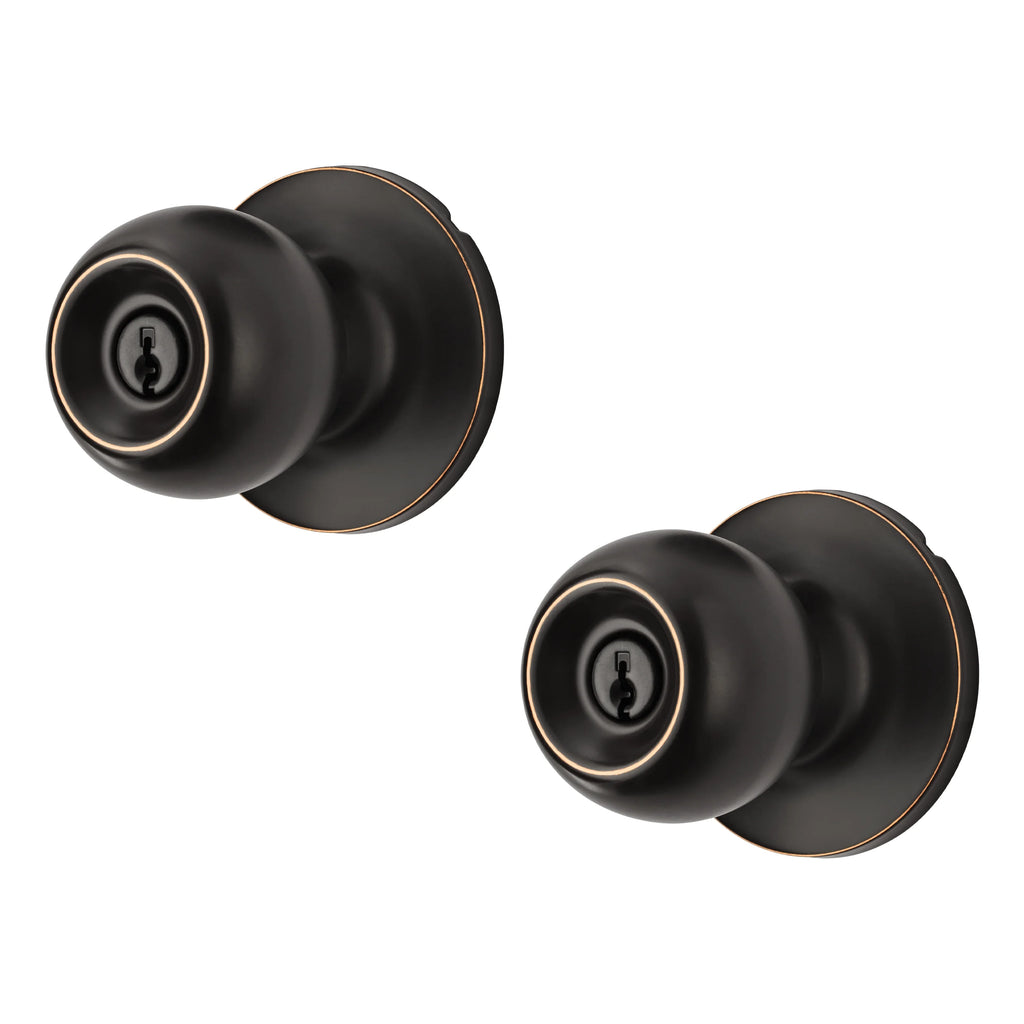 Oil-Rubbed Bronze Ball Locking Doorknobs Twin Pack R318