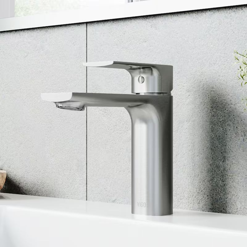 Single Handle Brushed Nickel Bathroom Faucet W8954