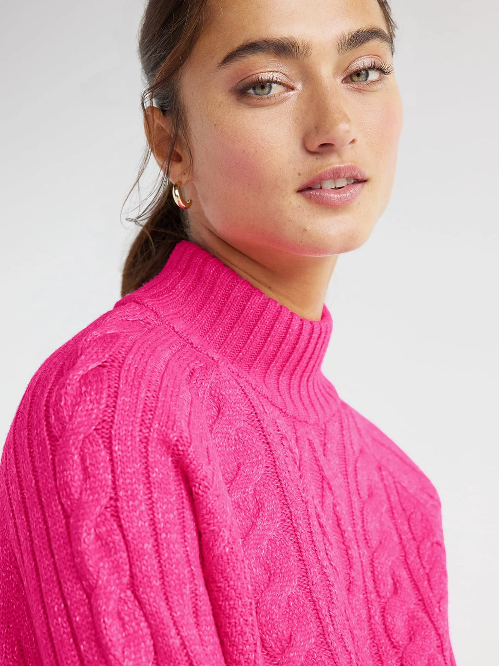 Mock Neck Cable Pullover Sweater N924273