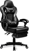 Gray Gaming Chair with Footrest W49862