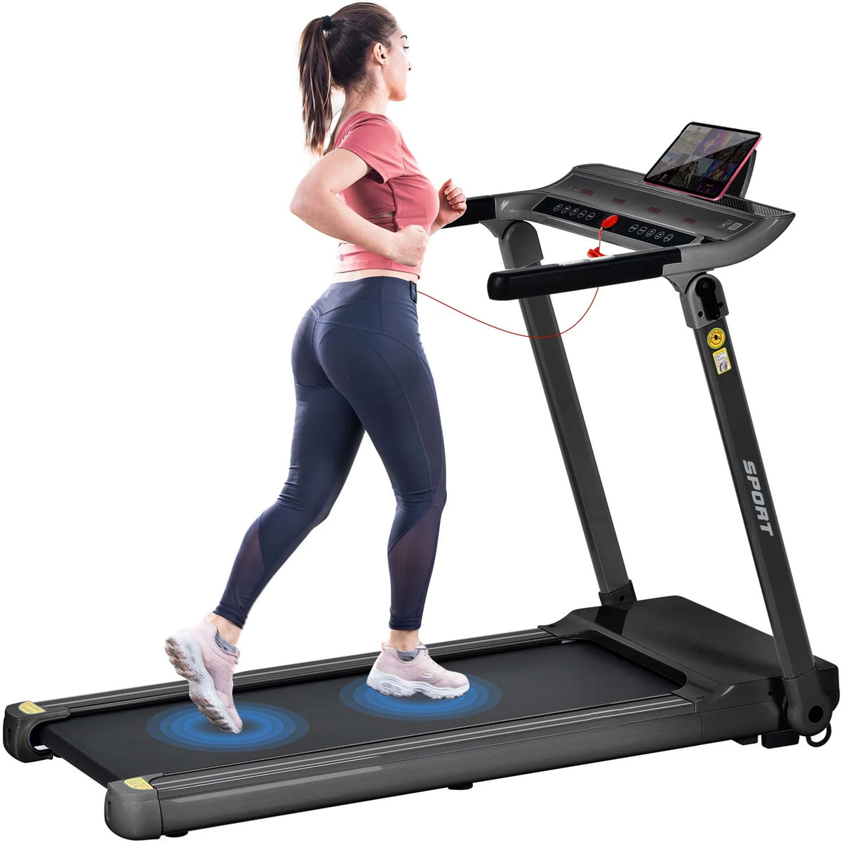 Folding Treadmill 300 lb+ Capacity 3.5 HP Black A89376