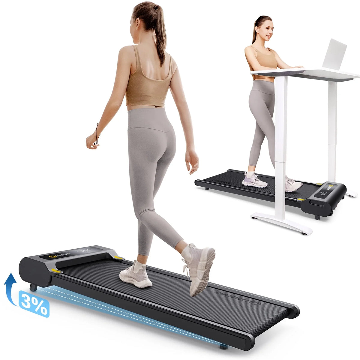 2 in 1 Under Desk Treadmill with Remote Control D52697