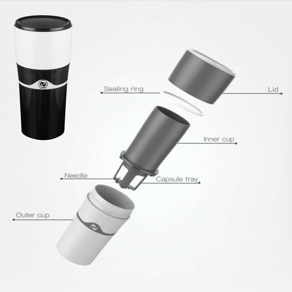 Portable Espresso Maker Single Serve Coffee Maker Travel Mug Black N903836