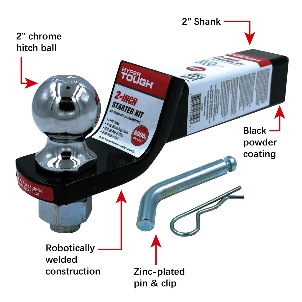 2 inch Drop Trailer Hitch Starter Kit with 5/8 inch Pin, Class III, Black, 2 inch Ball H863