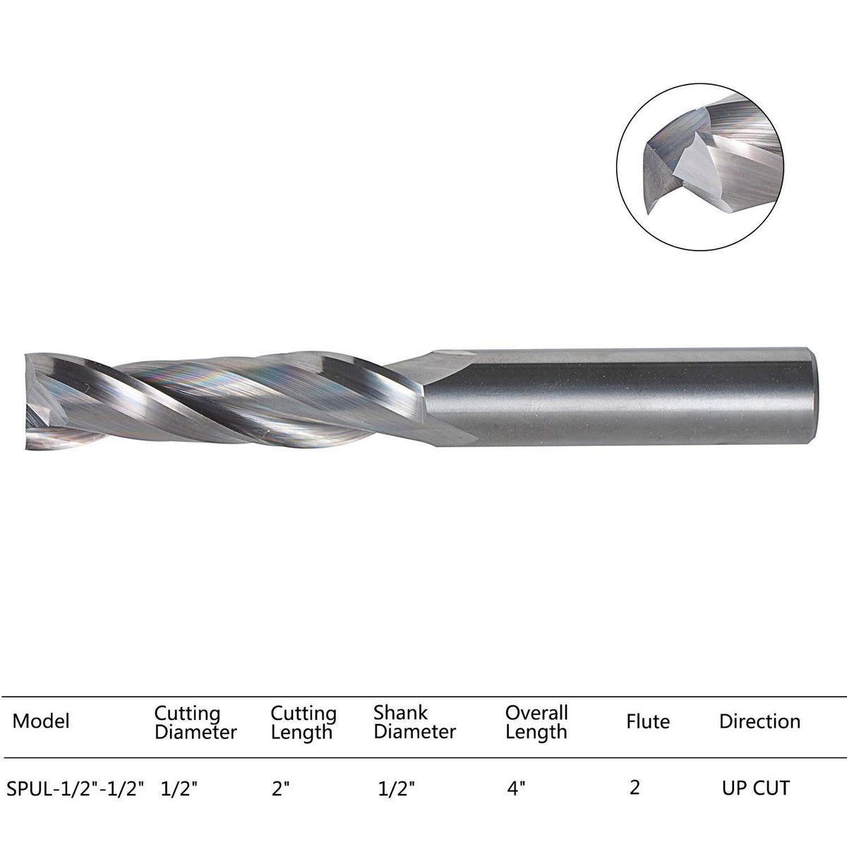 Upcut Spiral Router Bits 1/2 Inch Shank Solid Carbide CNC End Mill Pack of 2 Y610