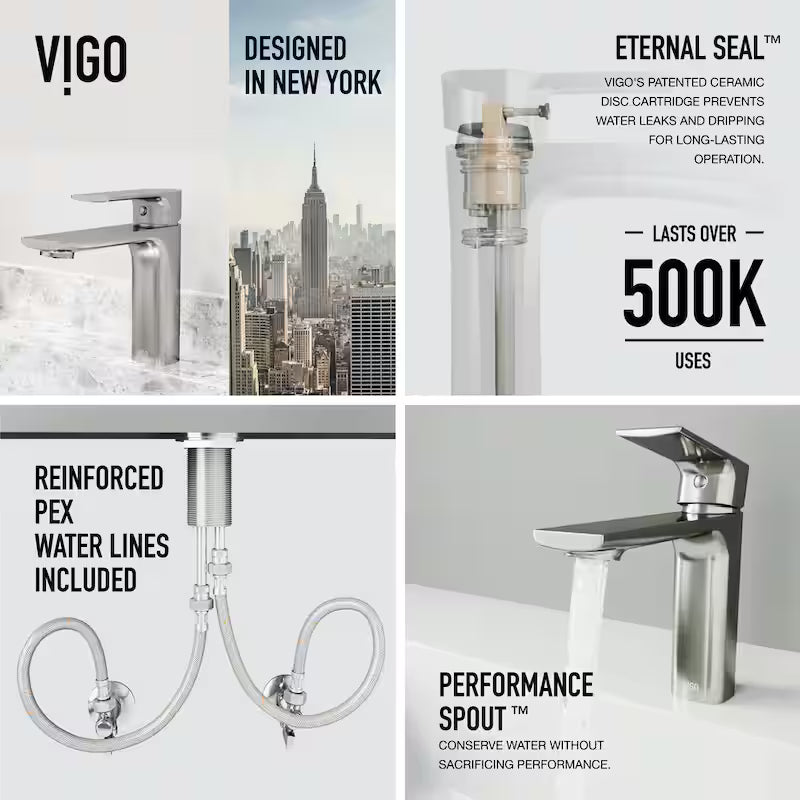 Single Handle Brushed Nickel Bathroom Faucet W8954