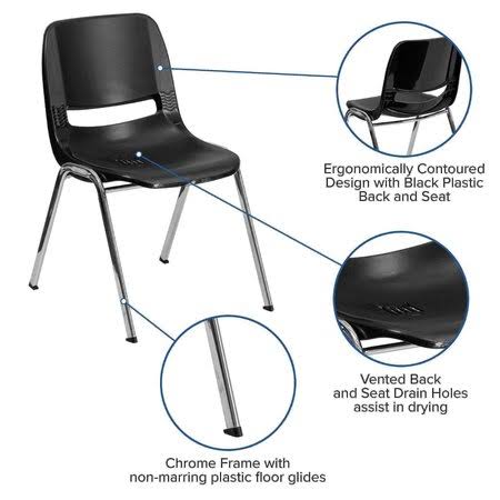 Black Stack Chair with Chrome Frame S21652