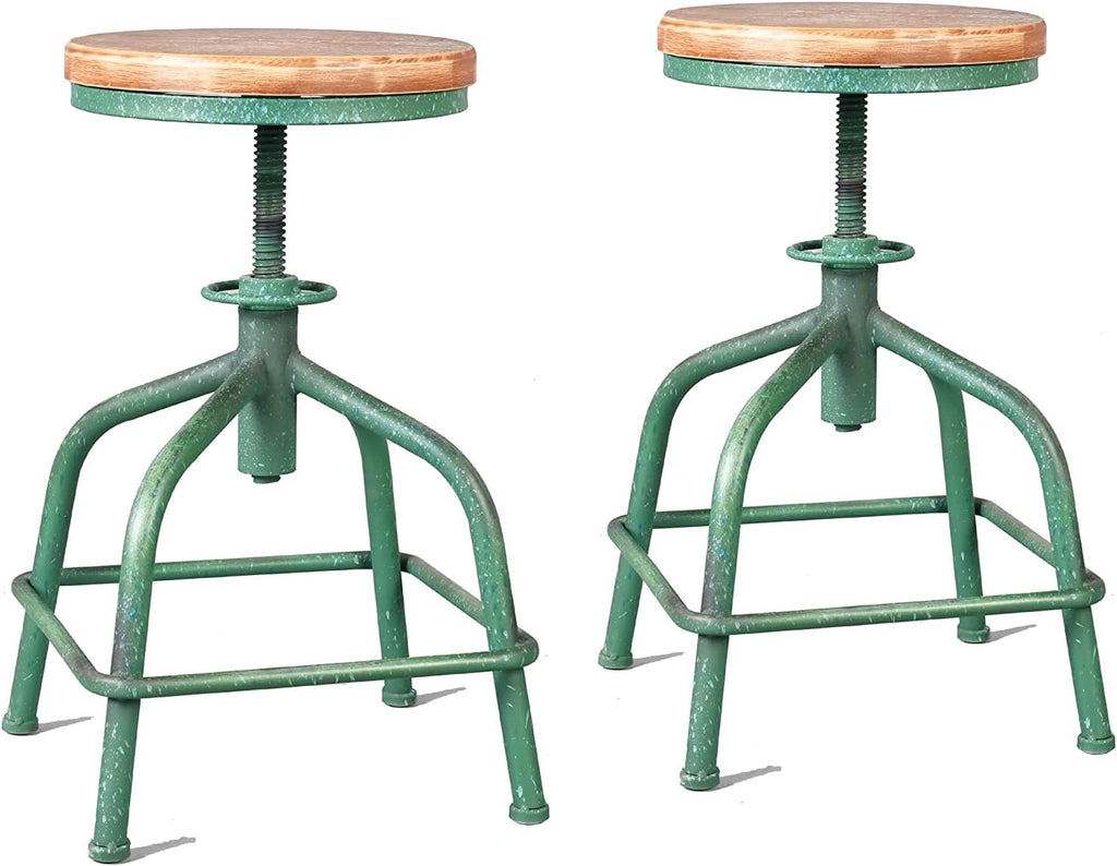 Black Metal Adjustable Swivel Bar Stool Set of 2 Y643225