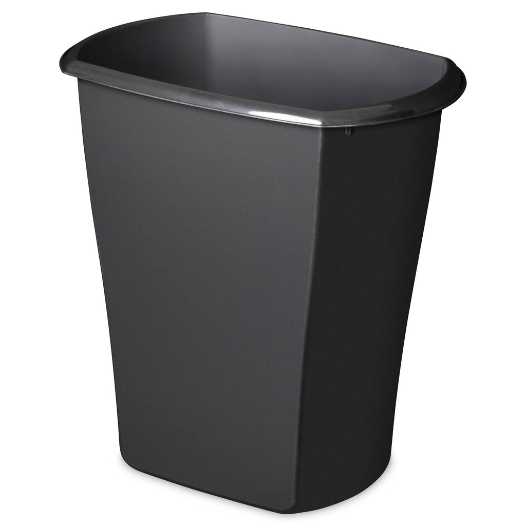10 Gallon Plastic Wastebasket Trash Can, Black (6 Pack) M100
