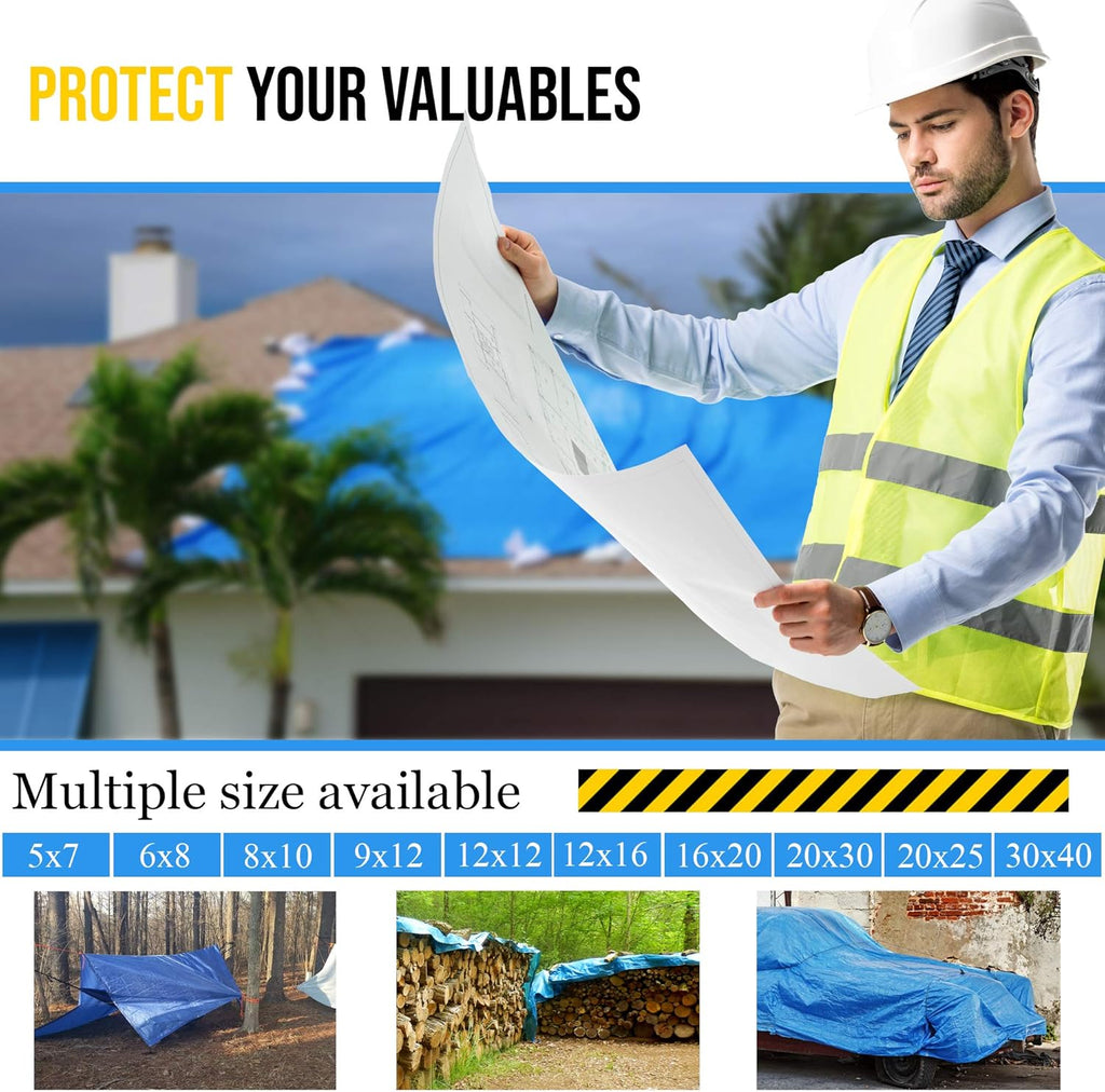 30X40 Waterproof Multi-Purpose Poly Tarp Blue H52081