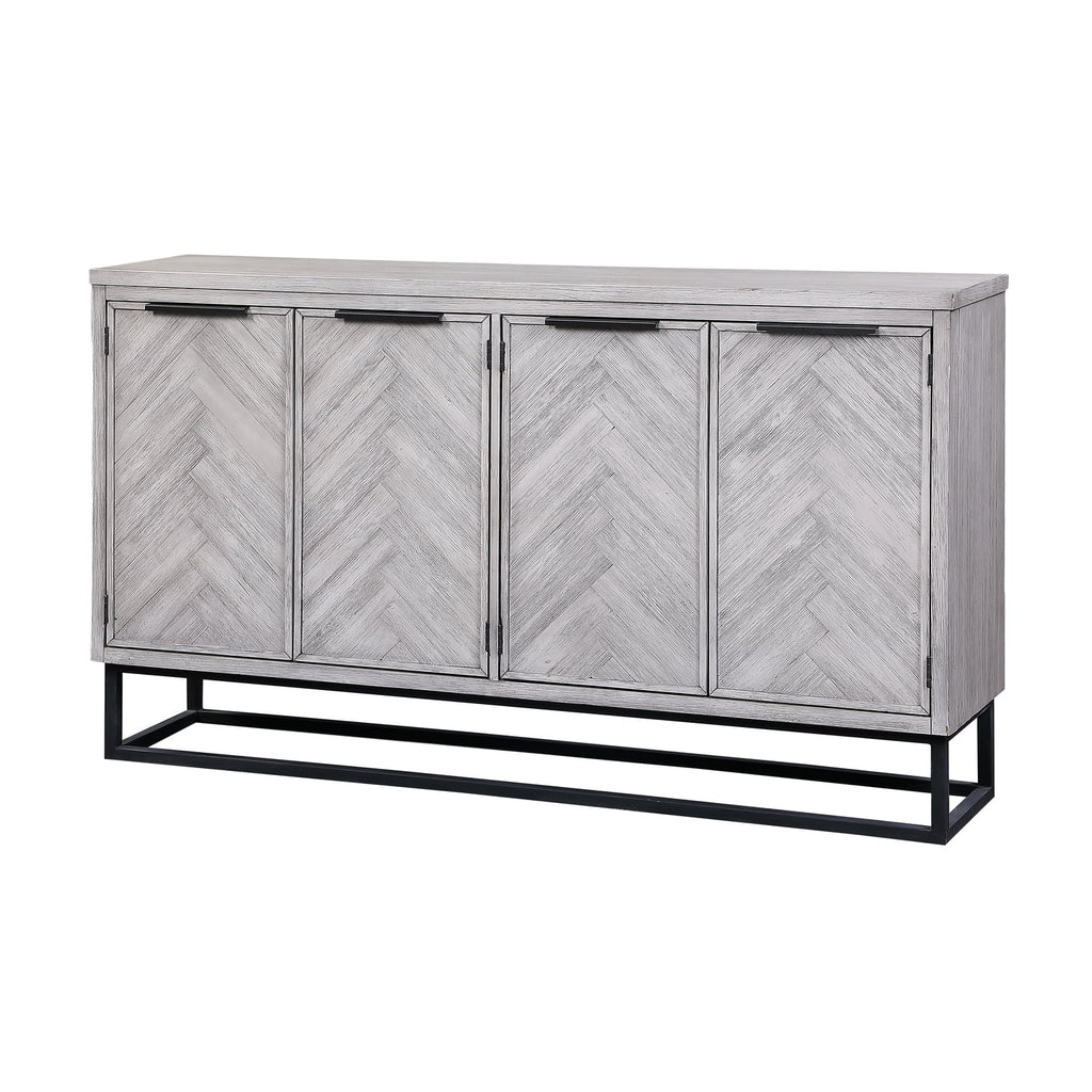 White Wood Four Door Media Credenza P42699