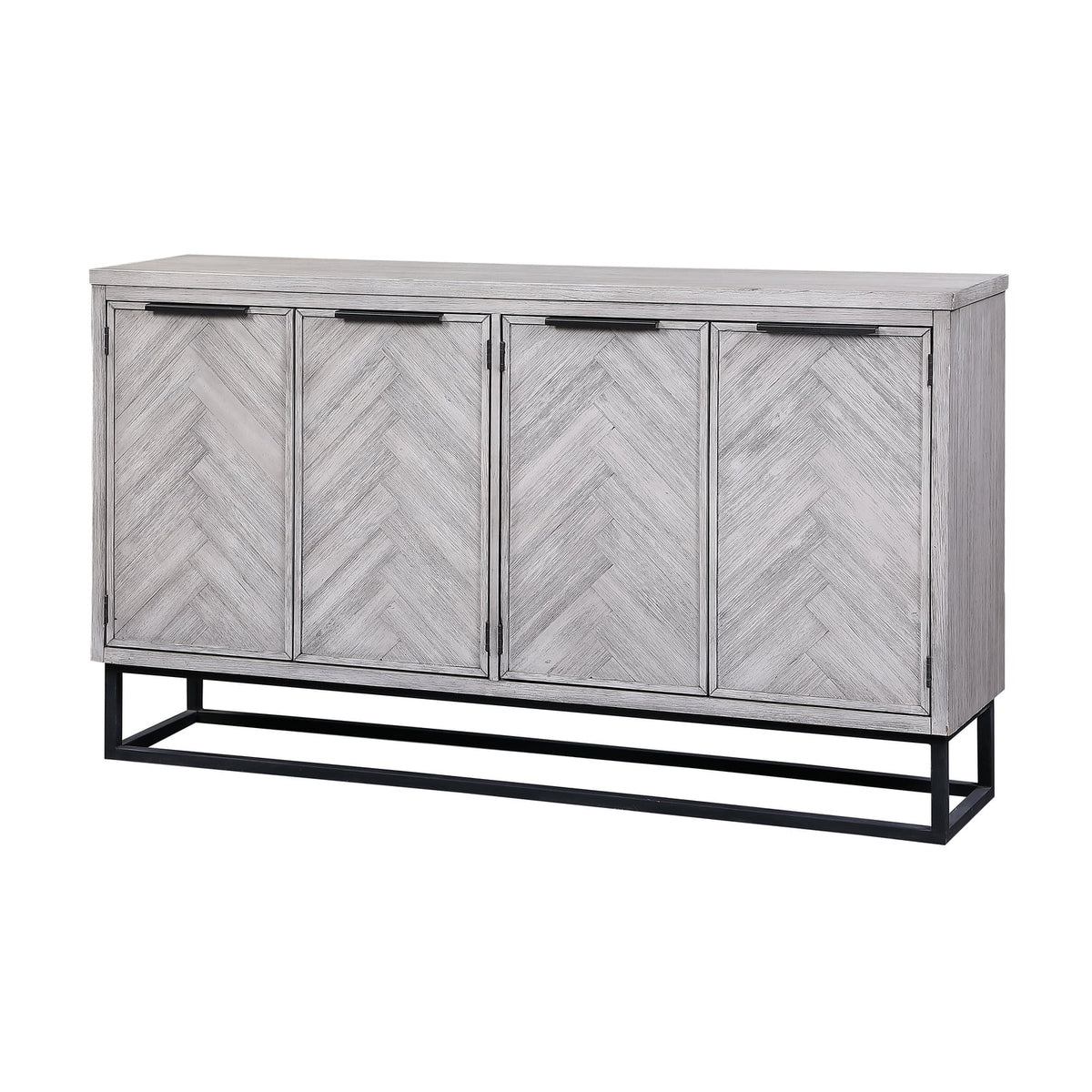 White Wood Four Door Media Credenza P42699