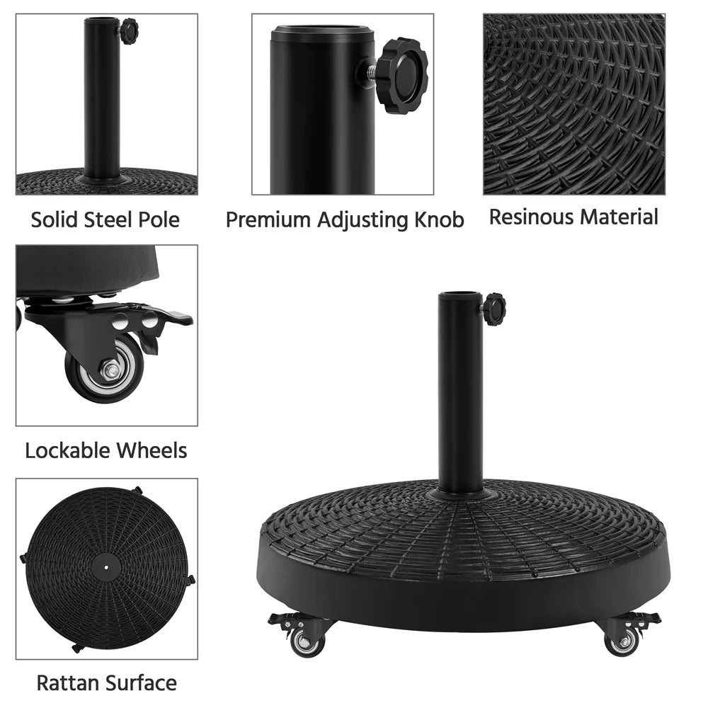 Black Umbrella Base Stand with Wheels B729183