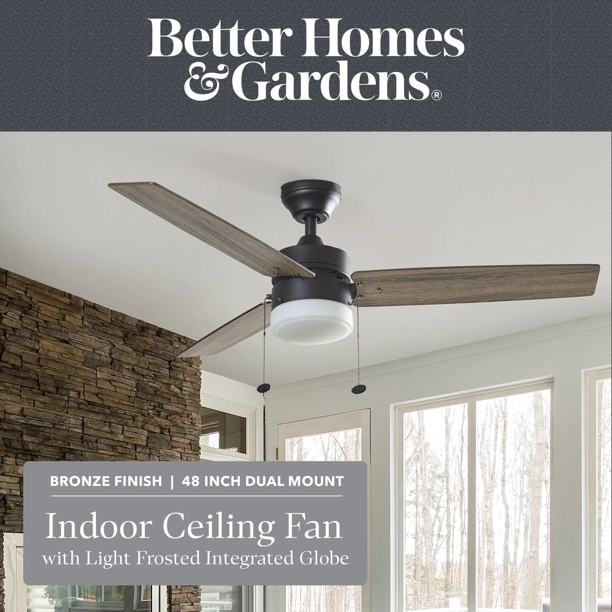 Bronze Indoor Ceiling Fan with Light Q287347