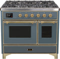 40 Dual Fuel Natural Gas Range Blue Grey Brass Trim Q5829